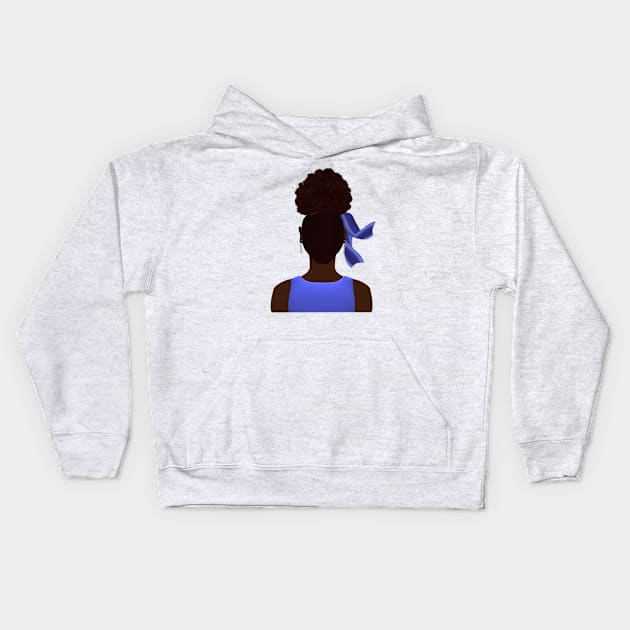 High Afro Puff Ponytail (White Background) Kids Hoodie by Art By LM Designs 